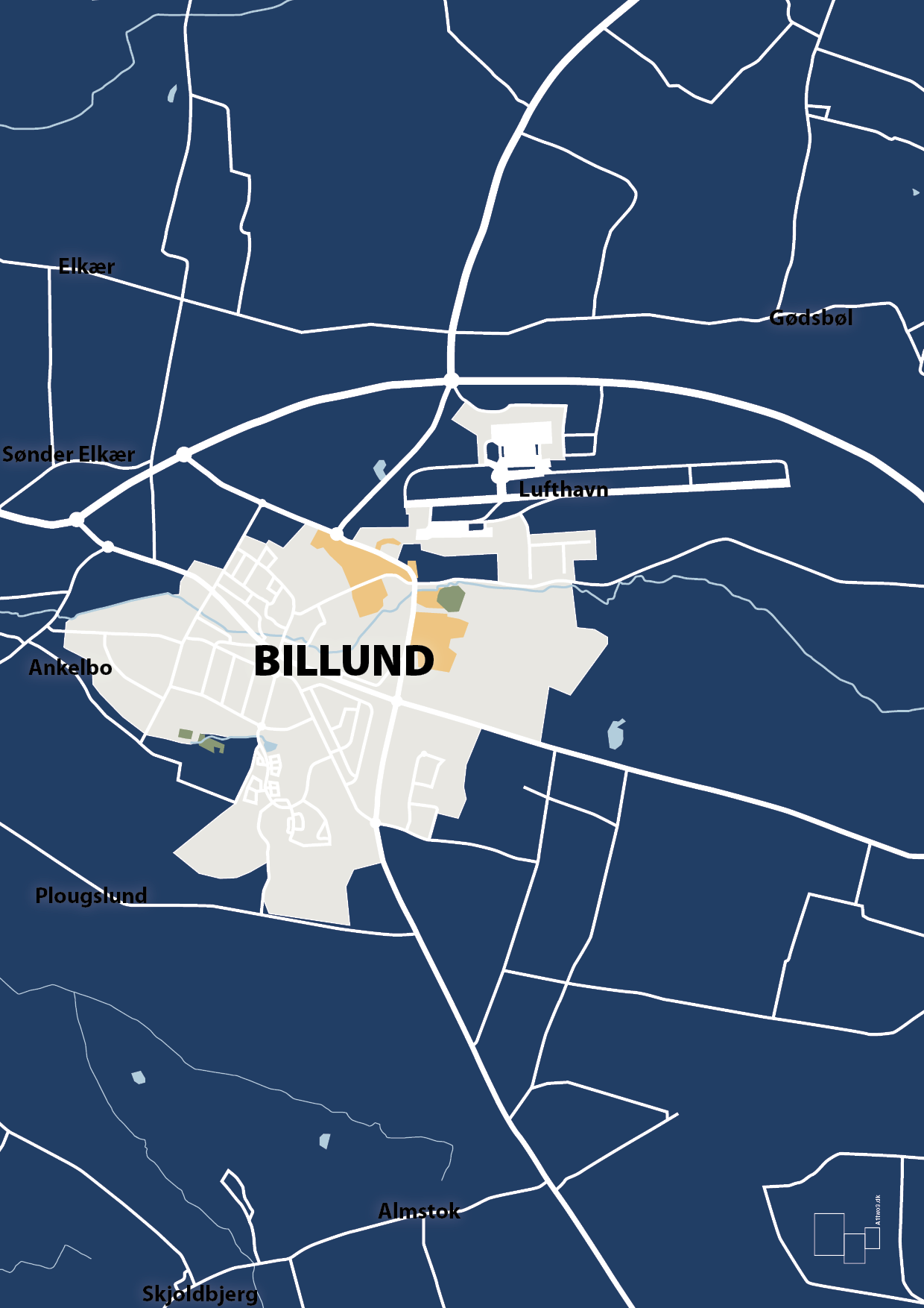 plakat: byplakat billund - kort - lapis blue-Byer-A1two3