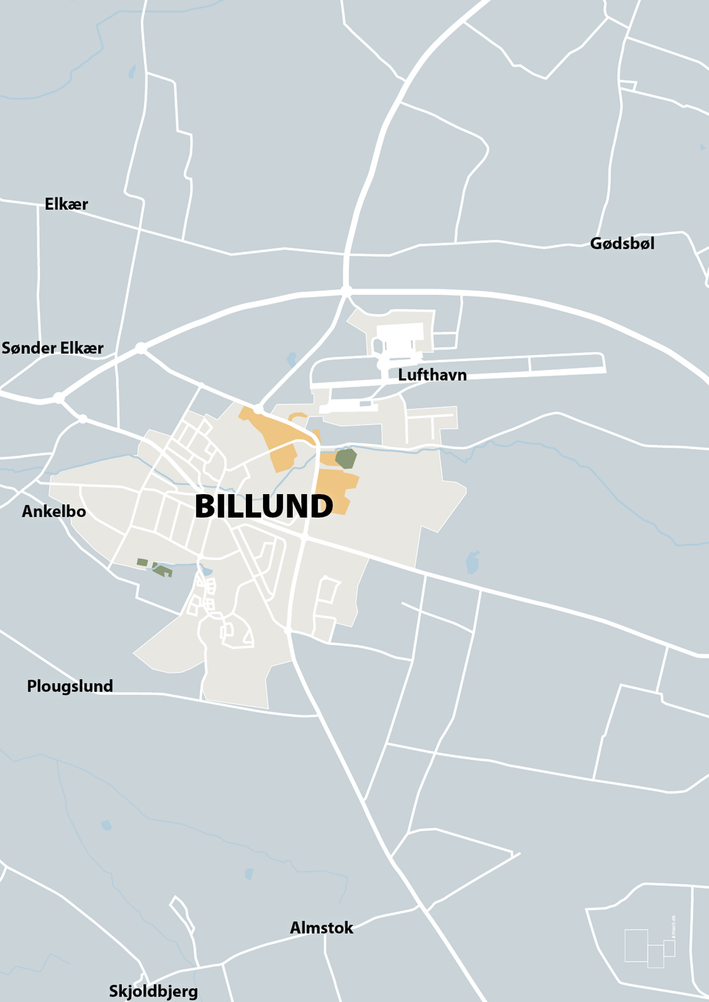 plakat: byplakat billund - kort - light drizzle-Byer-A1two3