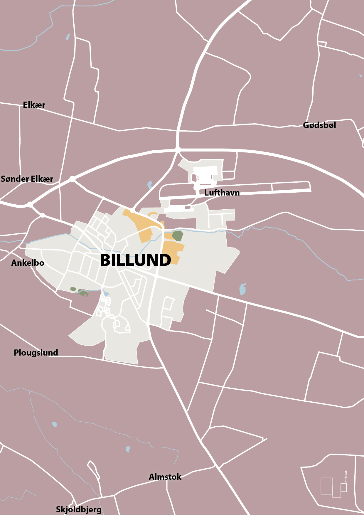 plakat: byplakat billund - kort - light rose-Byer-A1two3