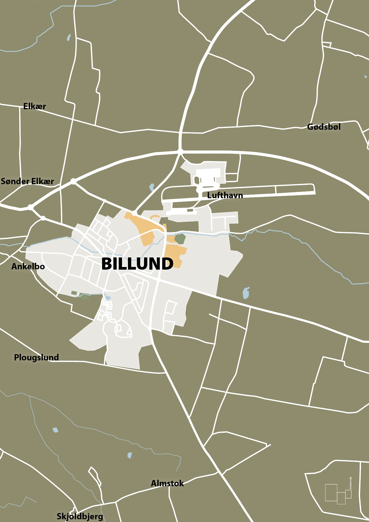 plakat: byplakat billund - kort - misty forrest-Byer-A1two3