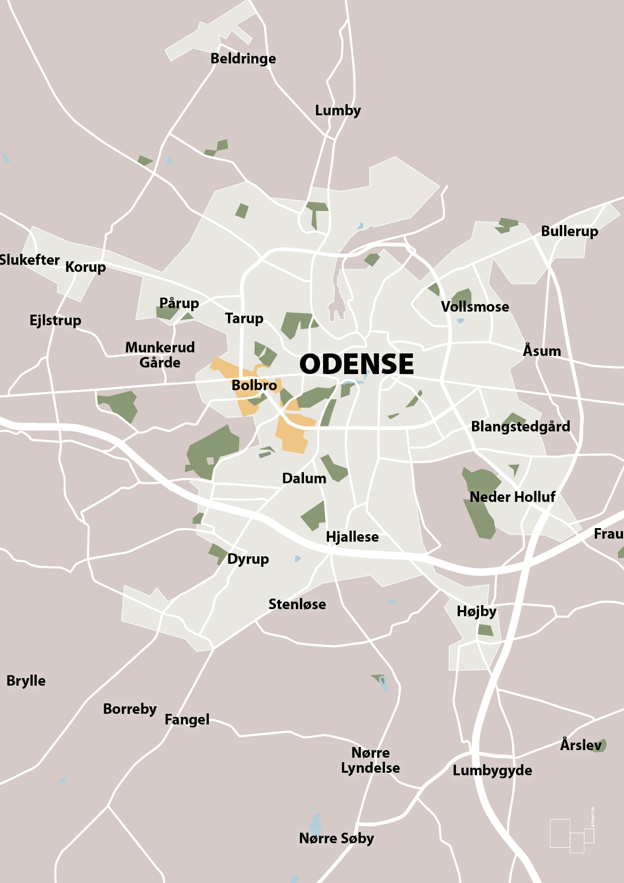 plakat: byplakat odense - kort - broken beige-Byer-A1two3