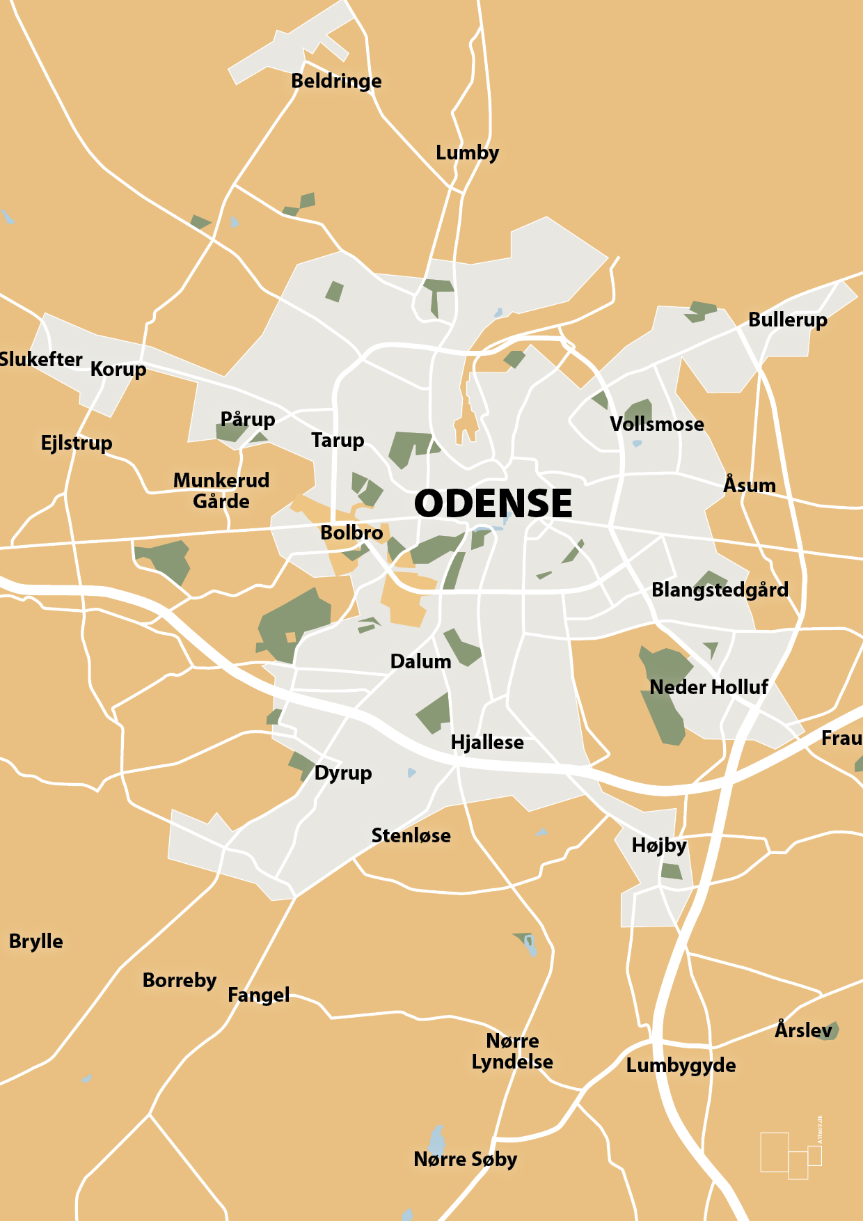 plakat: byplakat odense - kort - charismatic-Byer-A1two3