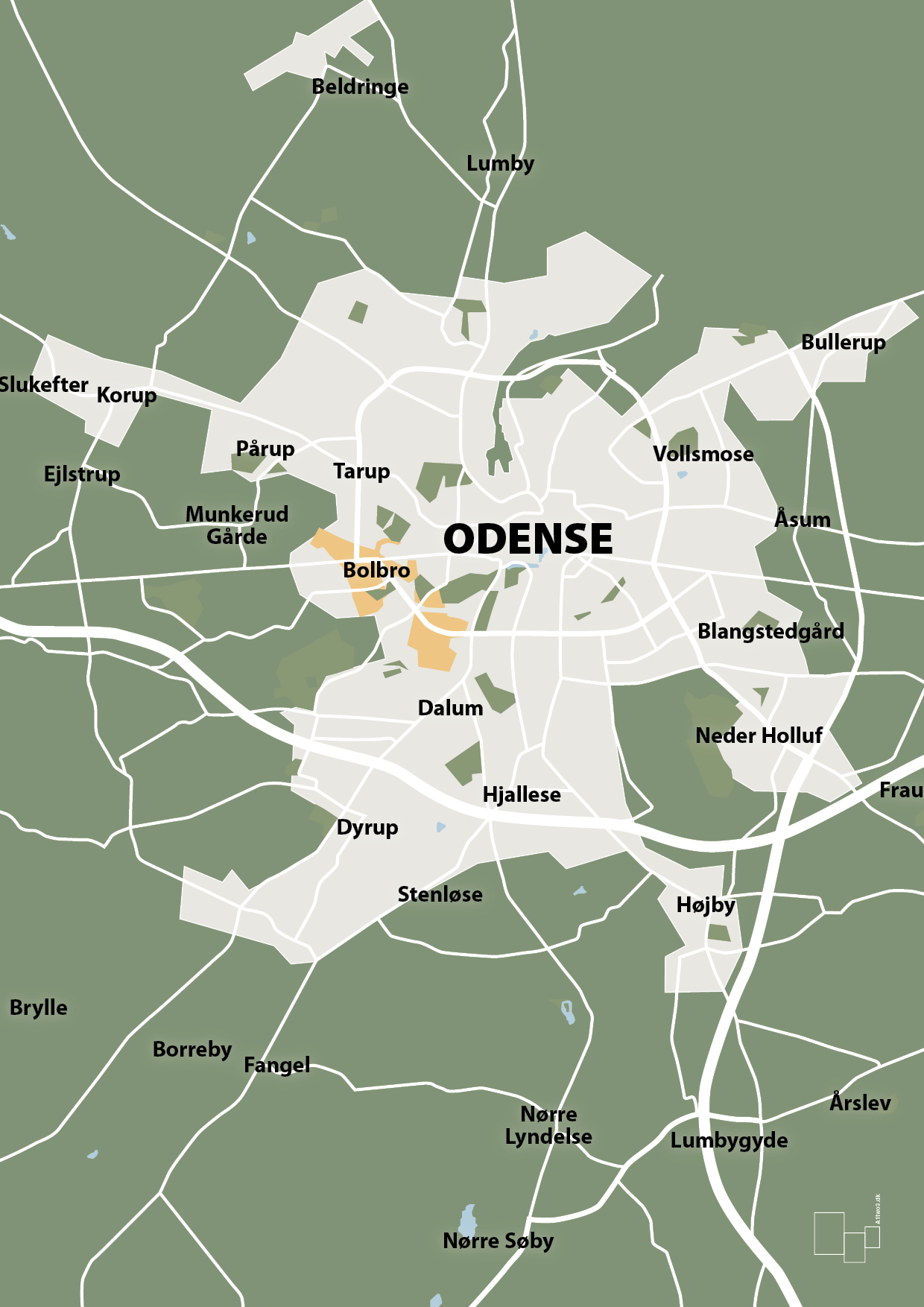 plakat: byplakat odense - kort - jade-Byer-A1two3