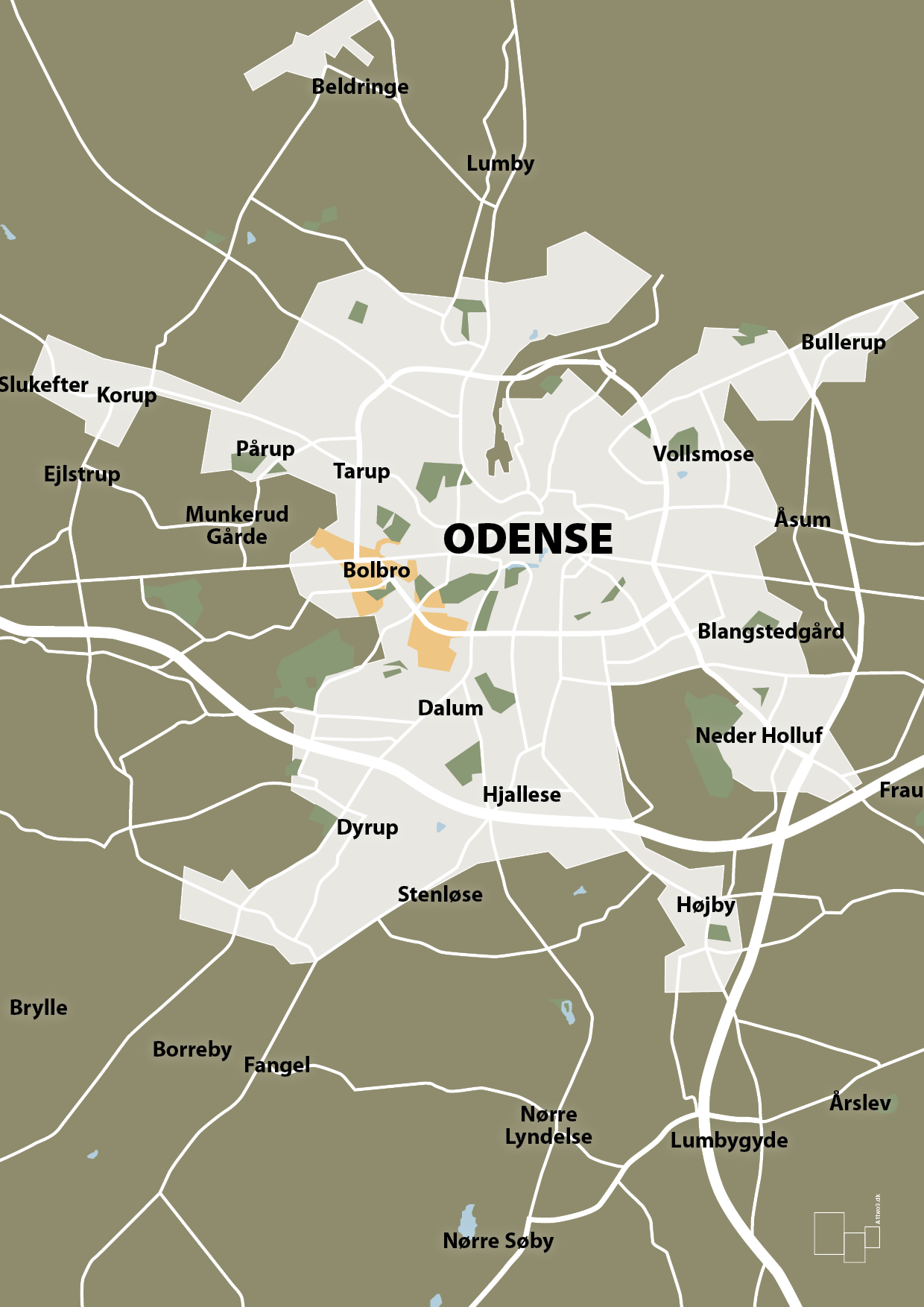 plakat: byplakat odense - kort - misty forrest-Byer-A1two3