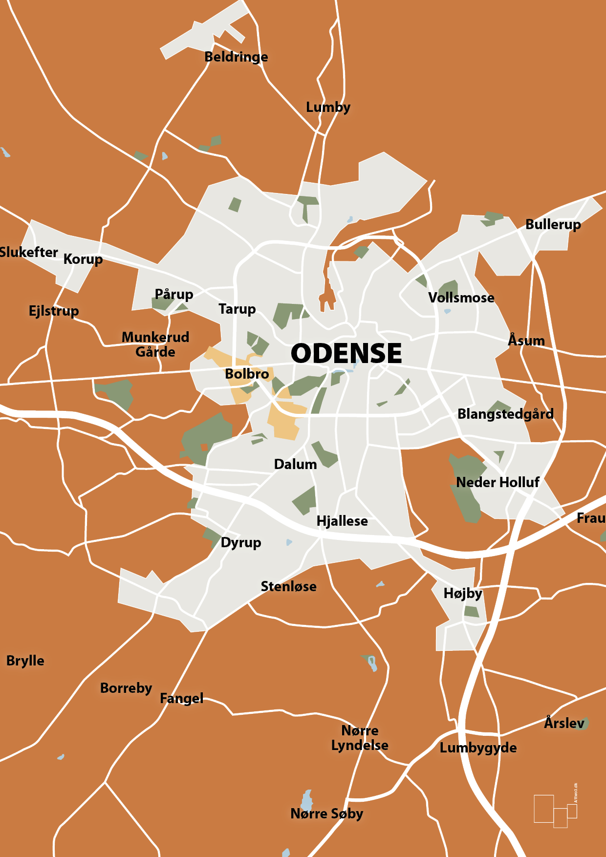 plakat: byplakat odense - kort - rumba orange-Byer-A1two3