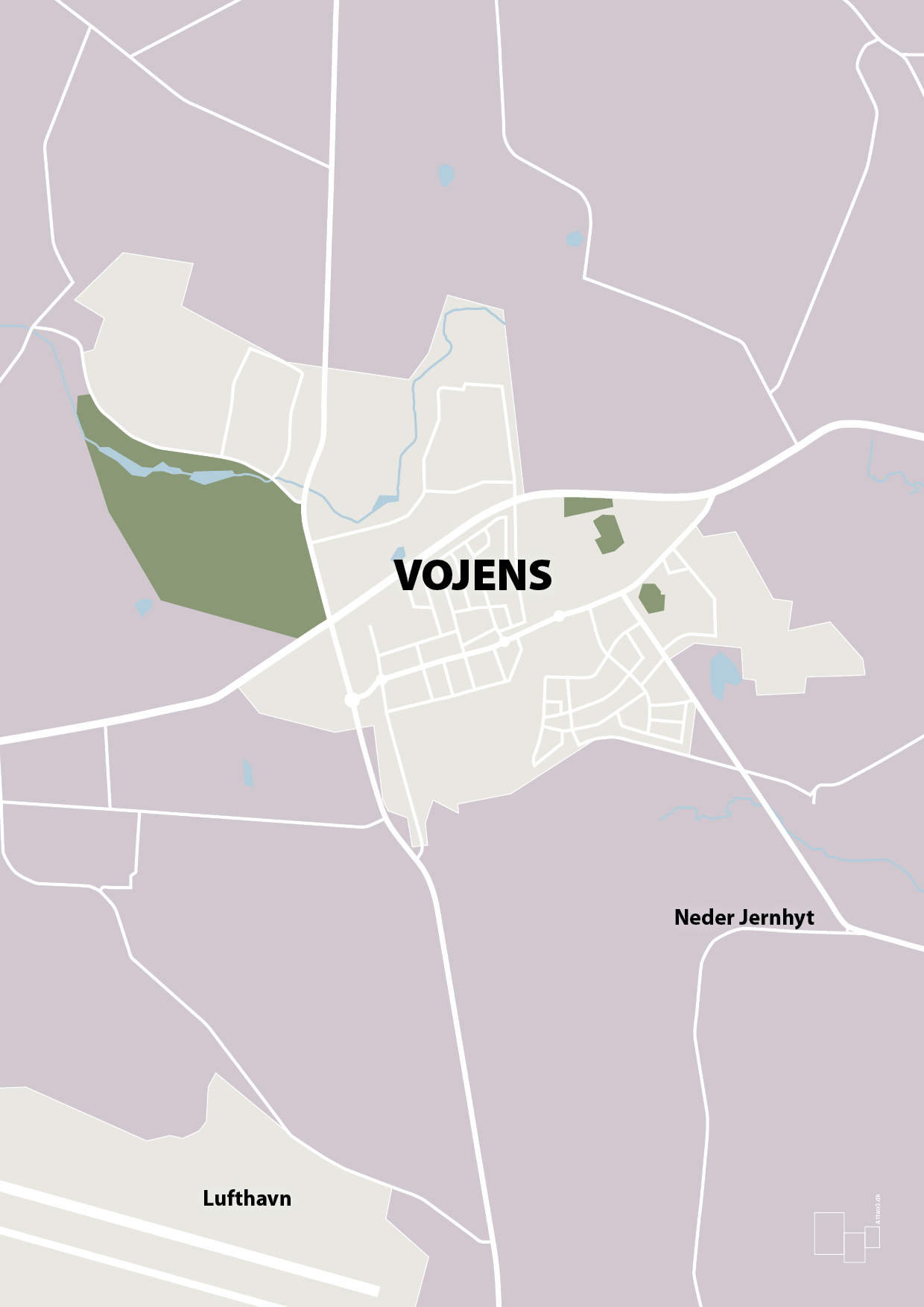 plakat: byplakat vojens - kort - dusty lilac-Byer-A1two3
