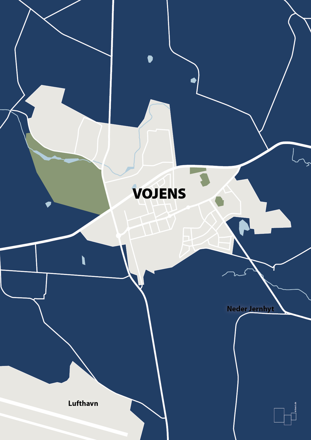 plakat: byplakat vojens - kort - lapis blue-Byer-A1two3