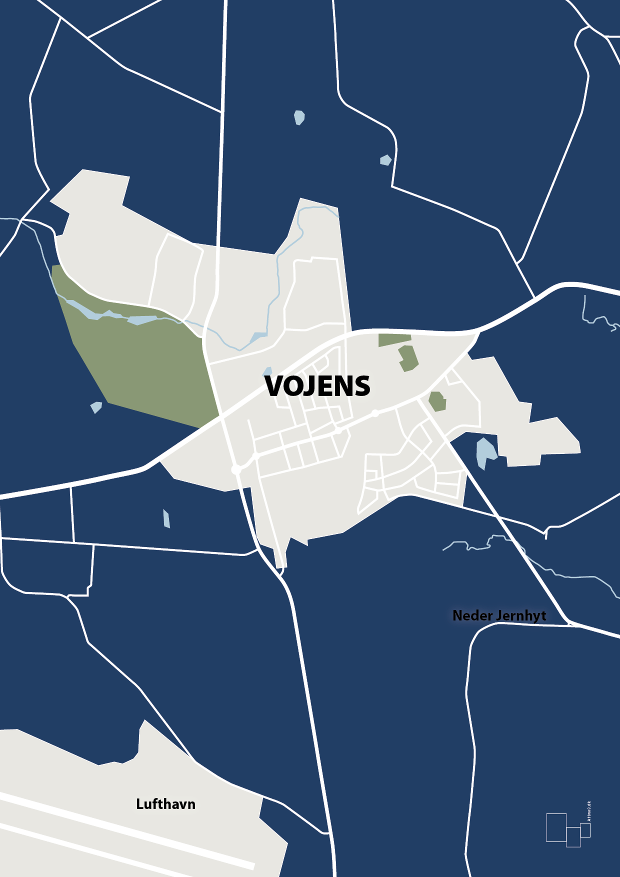plakat: byplakat vojens - kort - lapis blue-Byer-A1two3