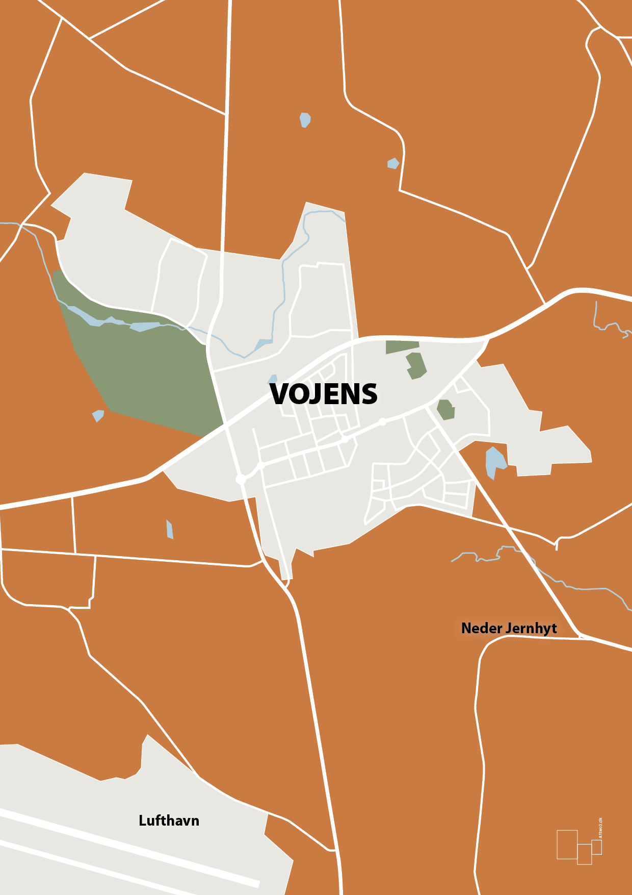 plakat: byplakat vojens - kort - rumba orange-Byer-A1two3