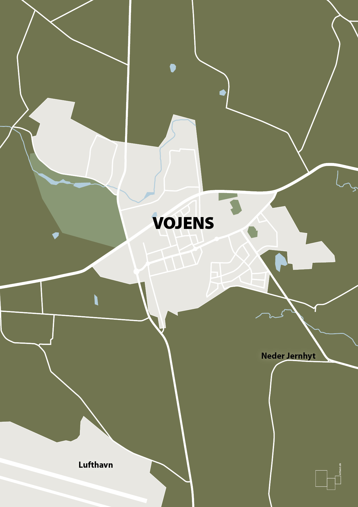 plakat: byplakat vojens - kort - secret meadow-Byer-A1two3