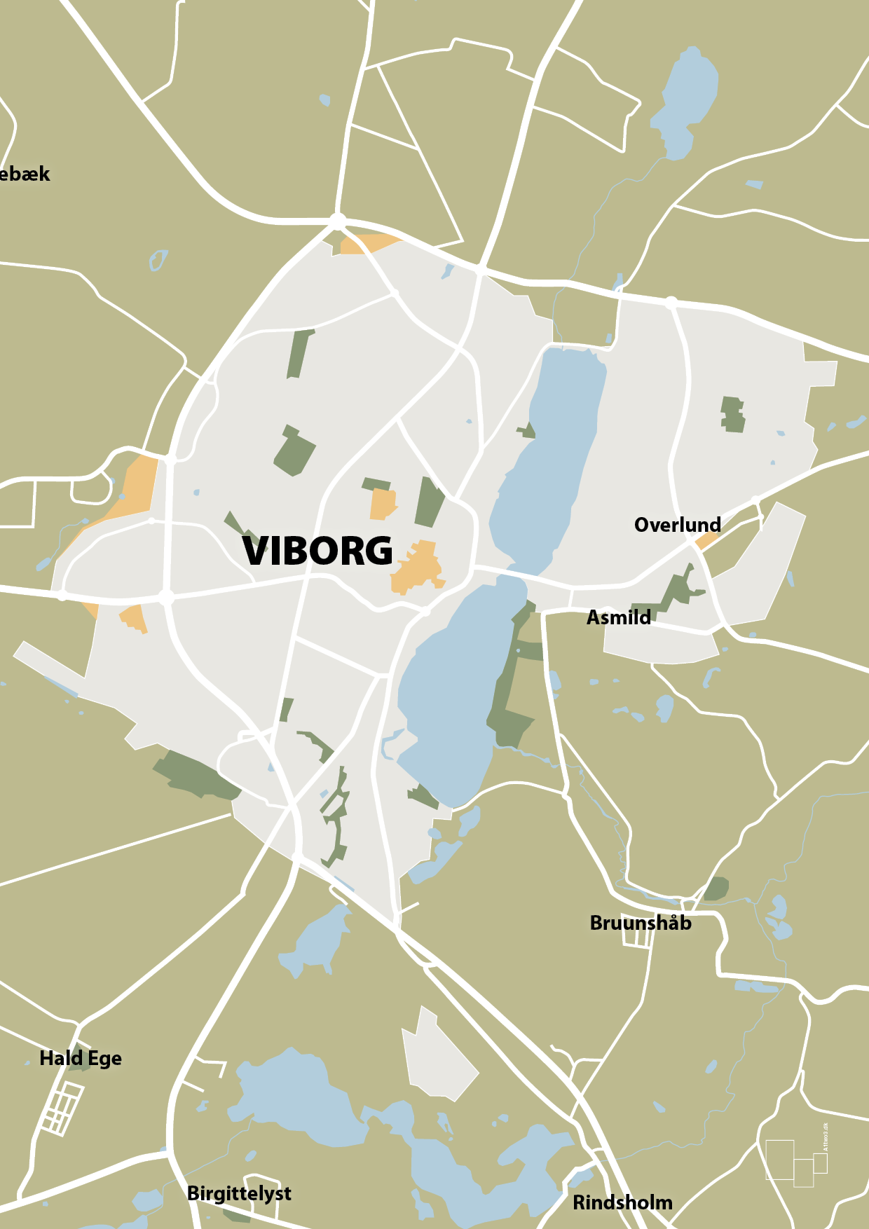 plakat: byplakat viborg - kort - back to nature-Byer-A1two3