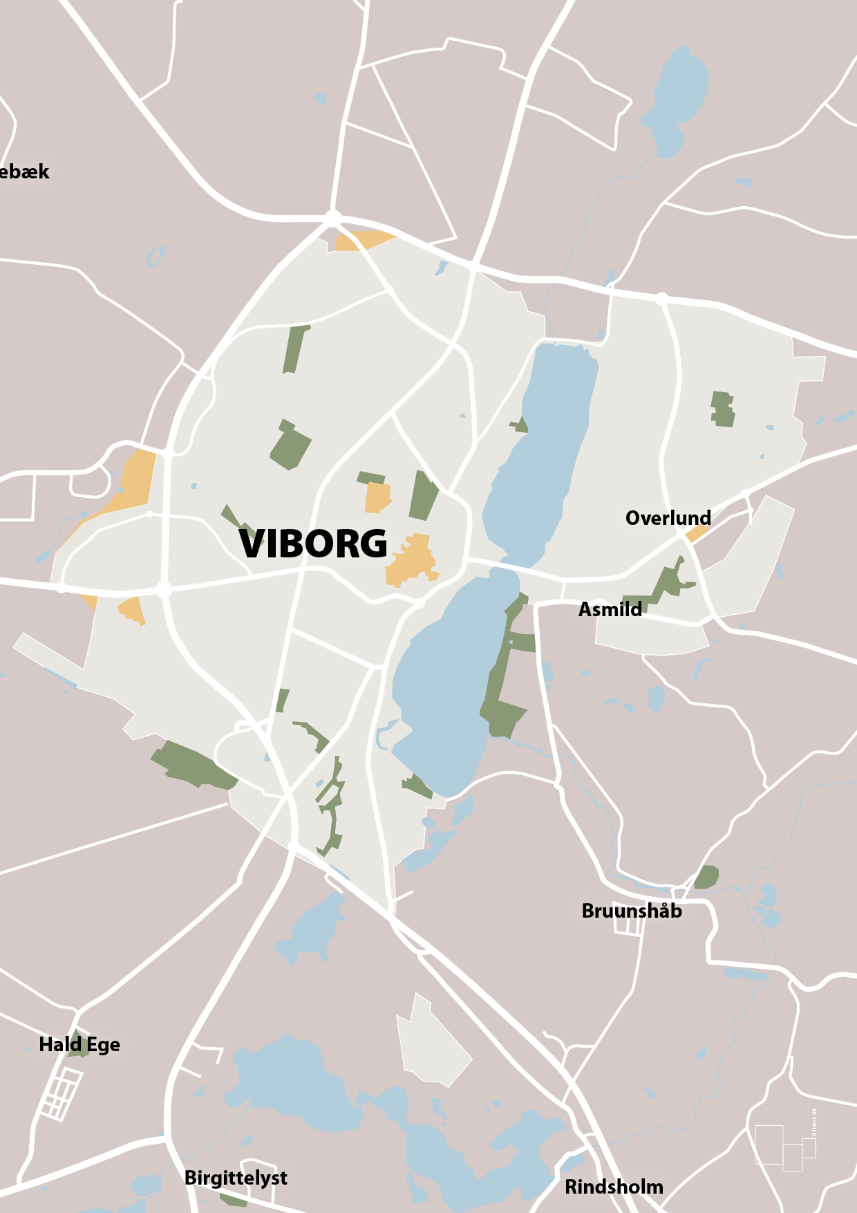 plakat: byplakat viborg - kort - broken beige-Byer-A1two3