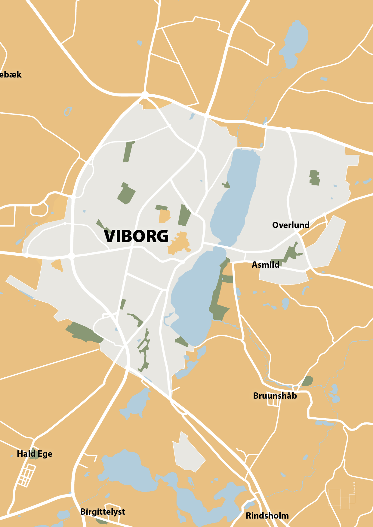 plakat: byplakat viborg - kort - charismatic-Byer-A1two3