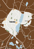 plakat: byplakat viborg - kort - dark brown-Byer-A1two3