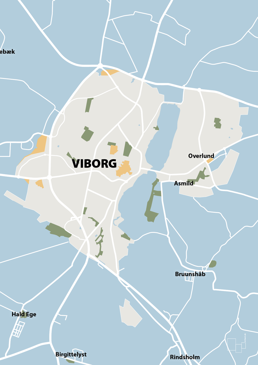 plakat: byplakat viborg - kort - heavenly blue-Byer-A1two3