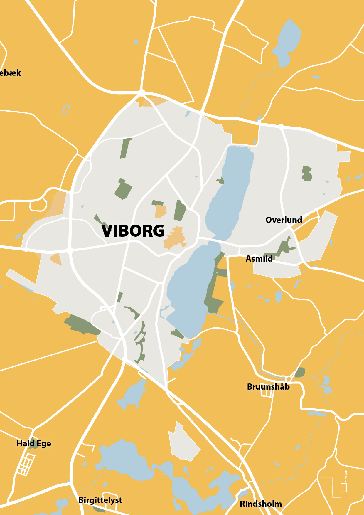 plakat: byplakat viborg - kort - honeycomb-Byer-A1two3