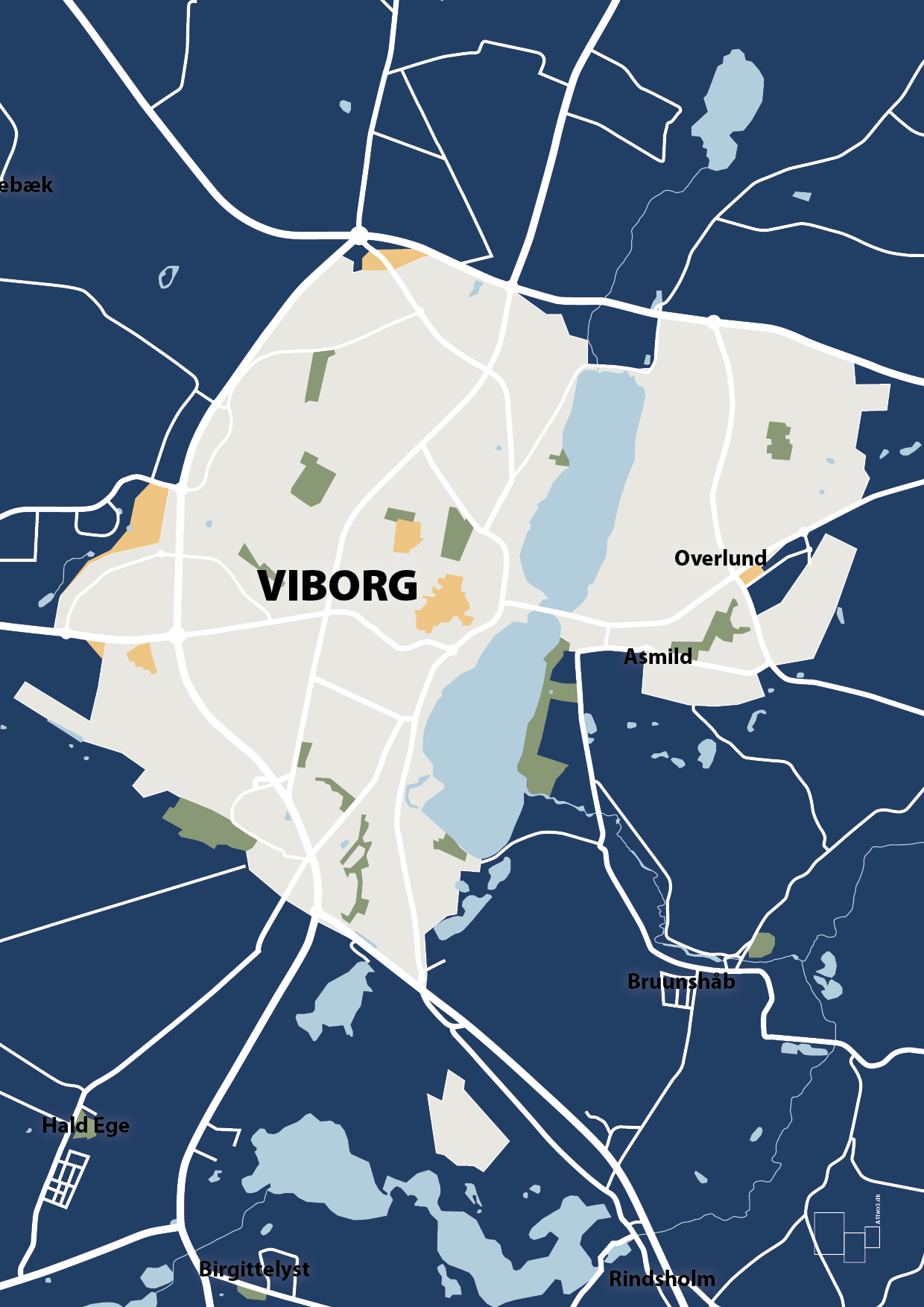 plakat: byplakat viborg - kort - lapis blue-Byer-A1two3