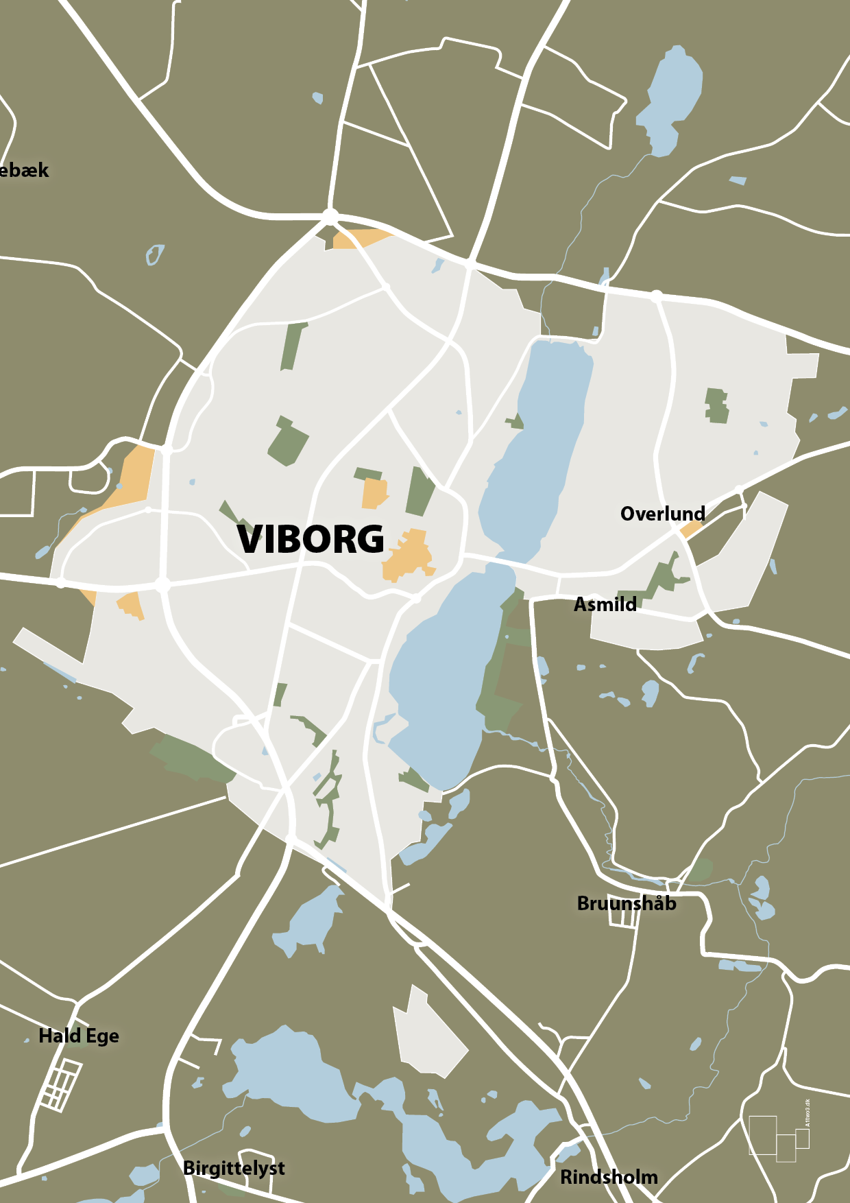 plakat: byplakat viborg - kort - misty forrest-Byer-A1two3