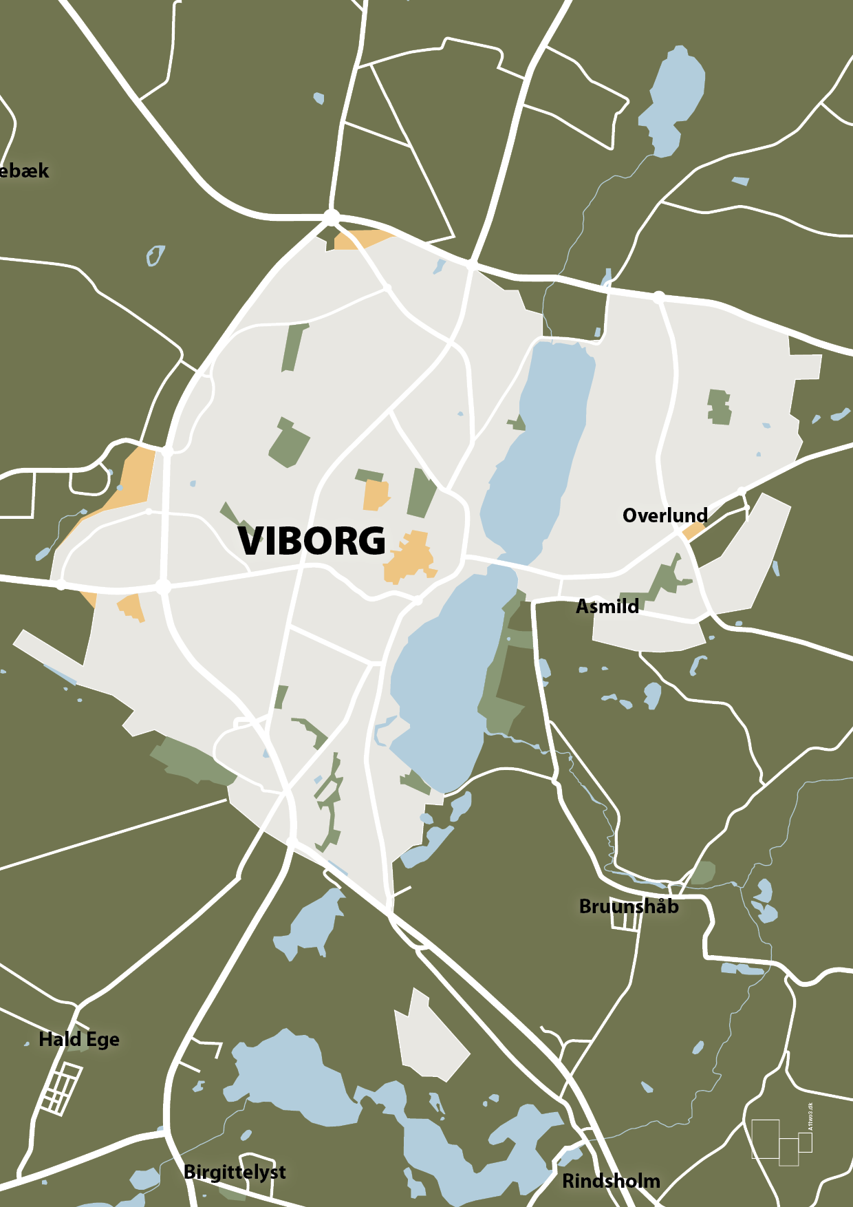 plakat: byplakat viborg - kort - secret meadow-Byer-A1two3