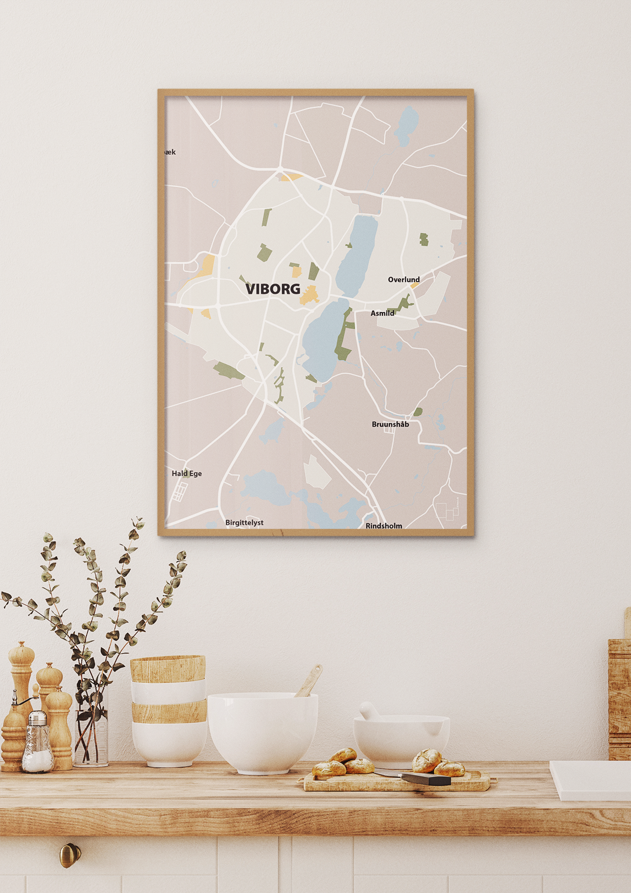 plakat: byplakat viborg - kort - creamy mushroom-Byer-A1two3