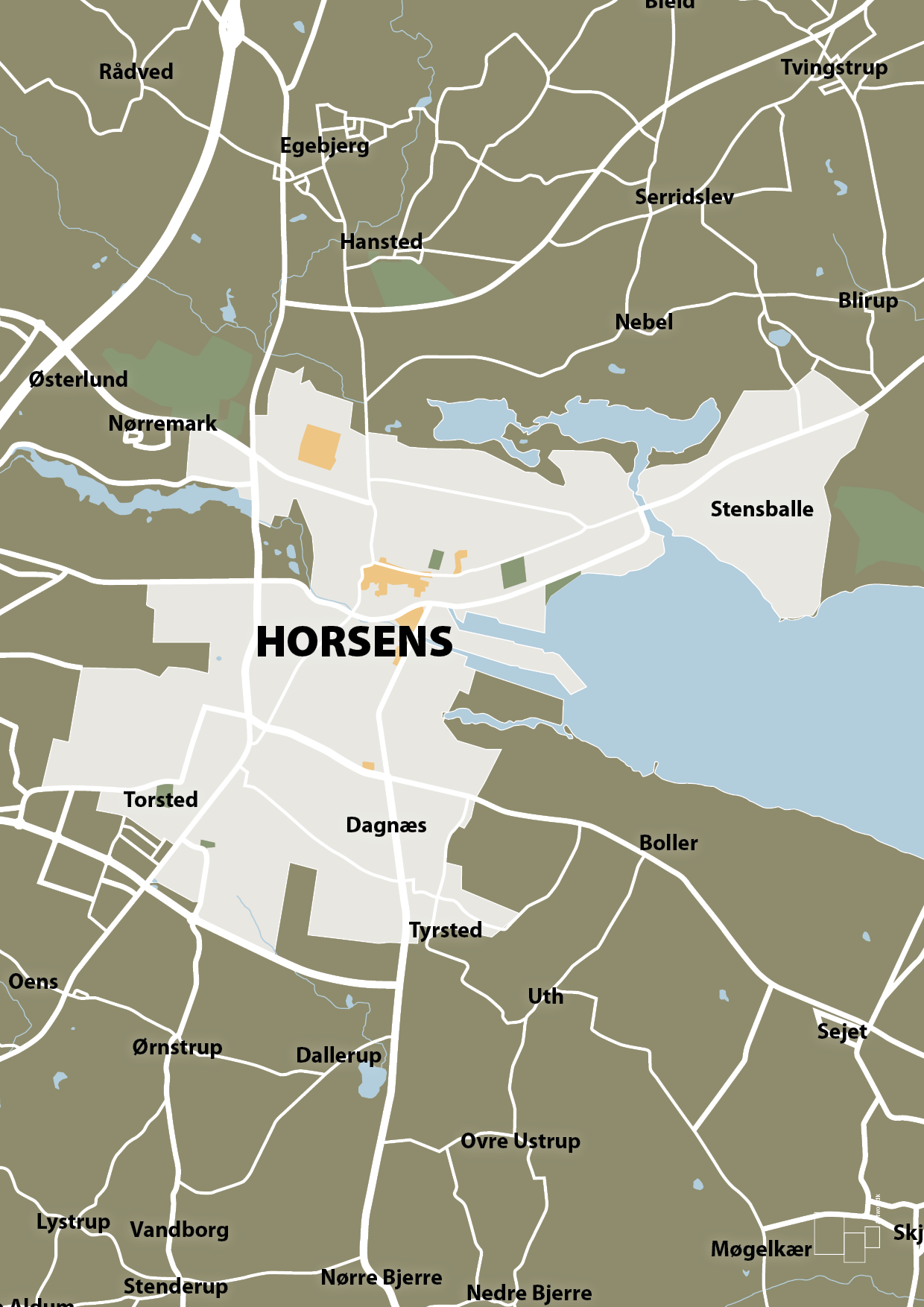 plakat: byplakat horsens - kort - misty forrest-Byer-A1two3