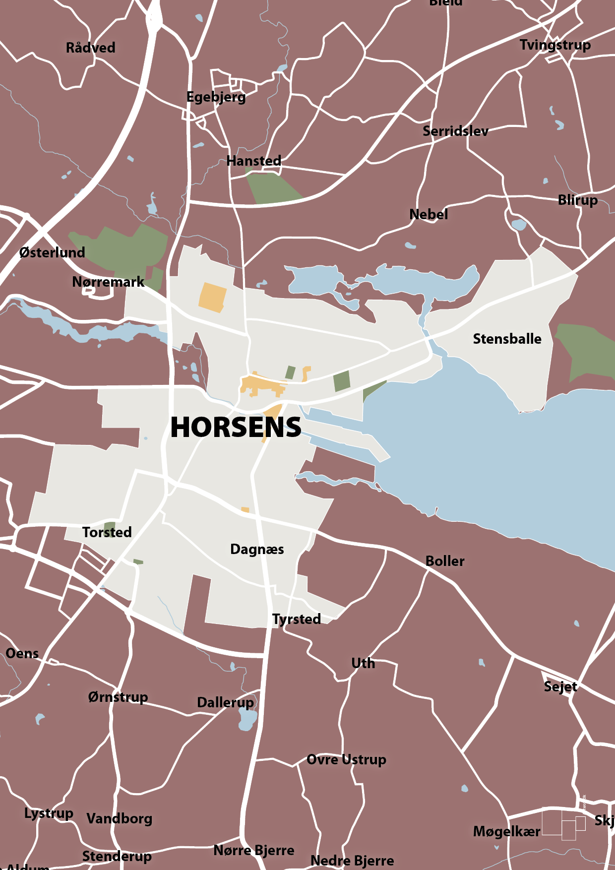 plakat: byplakat horsens - kort - plum-Byer-A1two3