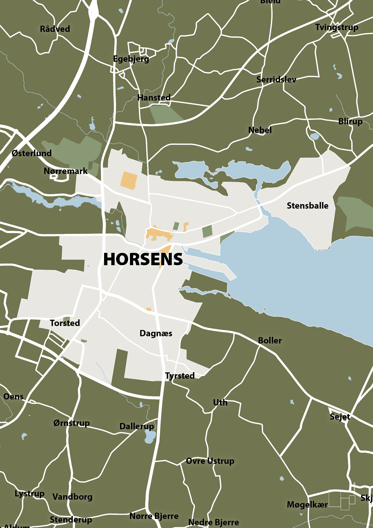plakat: byplakat horsens - kort - secret meadow-Byer-A1two3