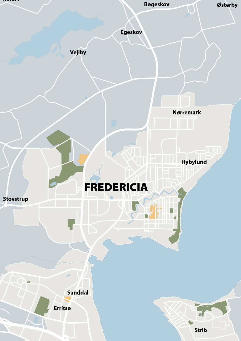 plakat: byplakat fredericia - kort - light drizzle-Byer-A1two3