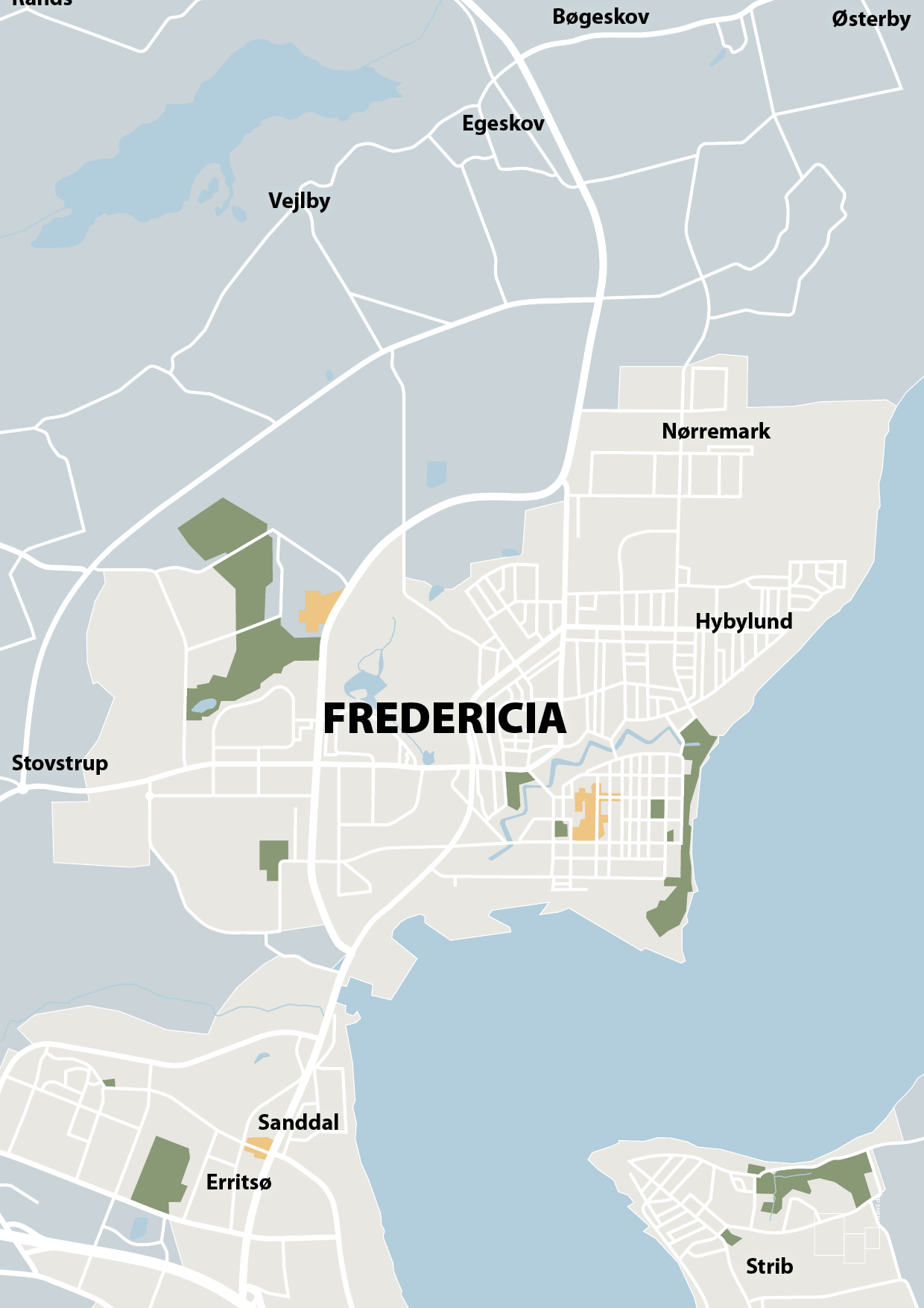 plakat: byplakat fredericia - kort - light drizzle-Byer-A1two3