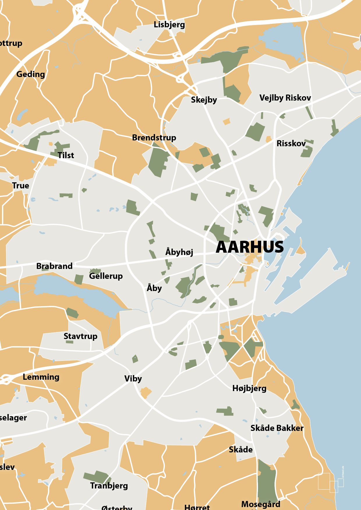plakat: byplakat aarhus - kort - charismatic-Byer-A1two3