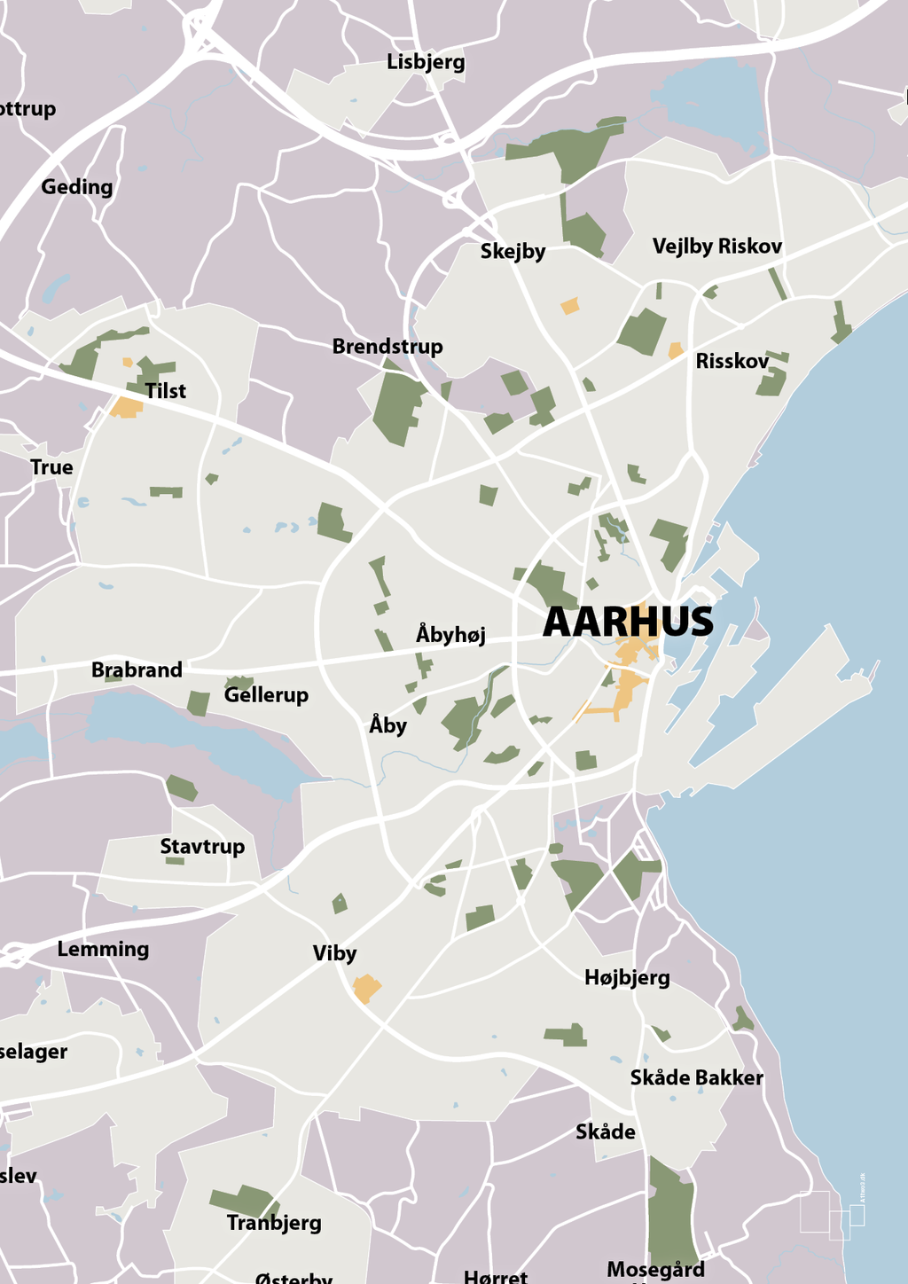 plakat: byplakat aarhus - kort - dusty lilac-Byer-A1two3