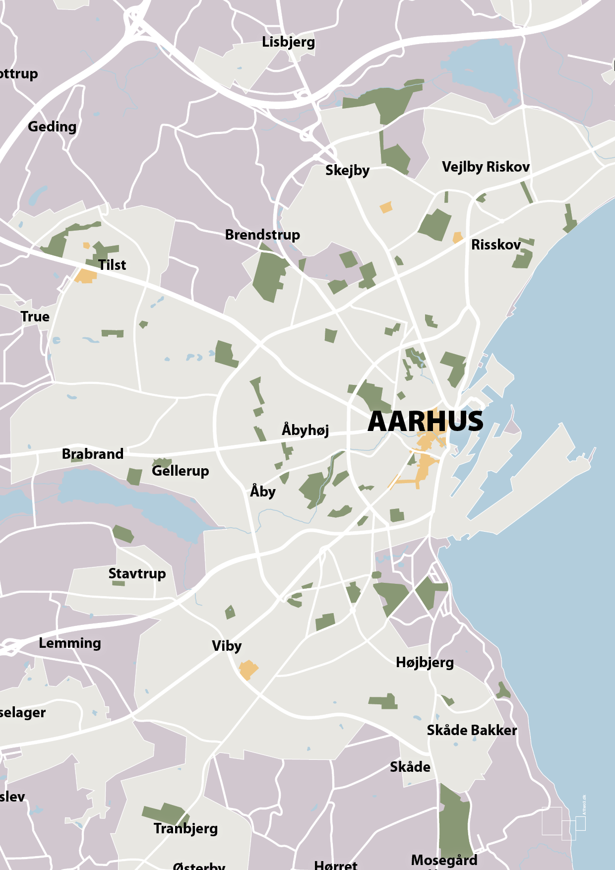 plakat: byplakat aarhus - kort - dusty lilac-Byer-A1two3