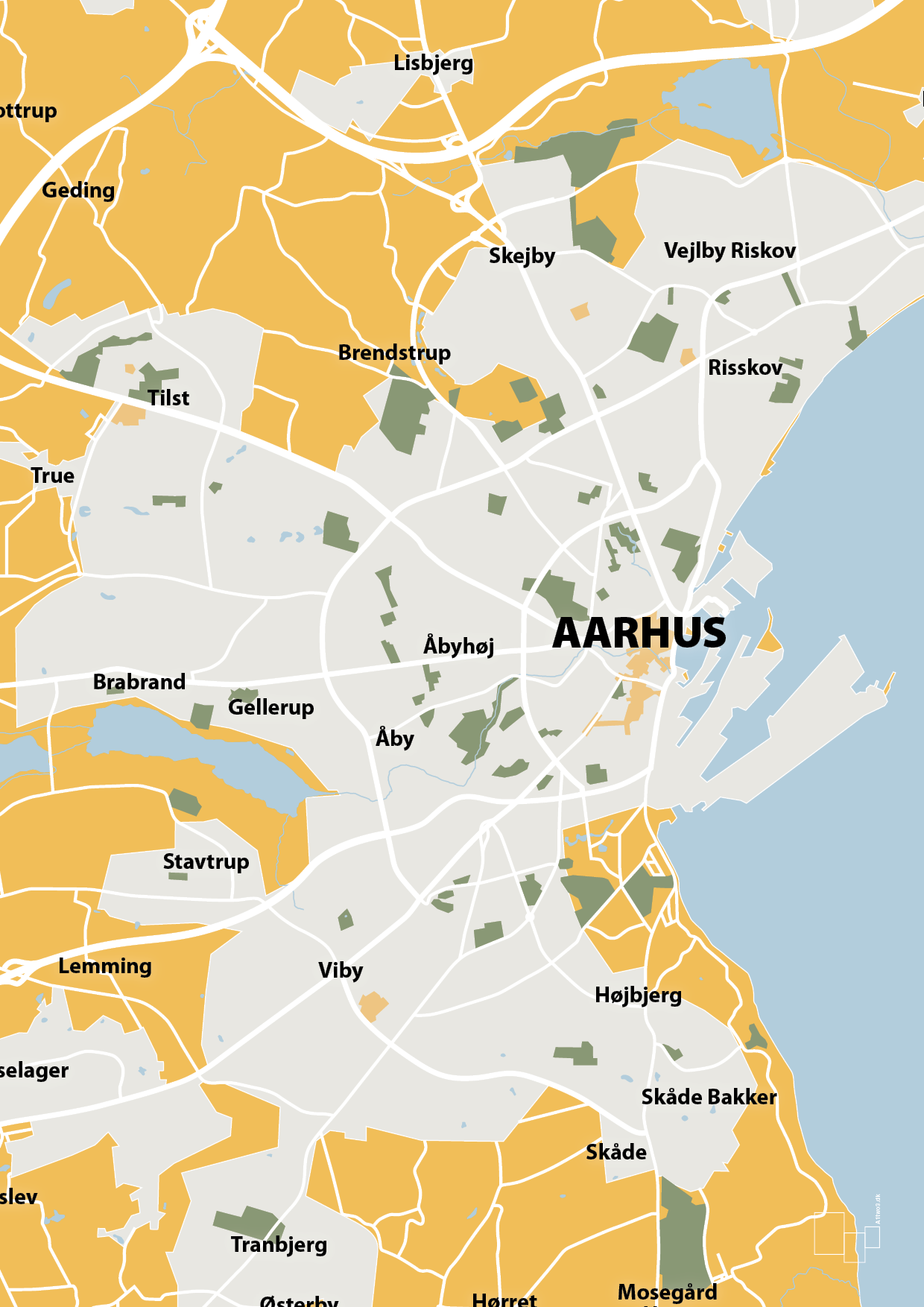 plakat: byplakat aarhus - kort - honeycomb-Byer-A1two3