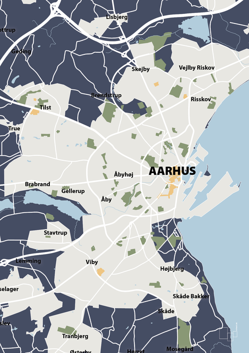 Byplakat aarhus - kort - petrol-Byer-A1two3