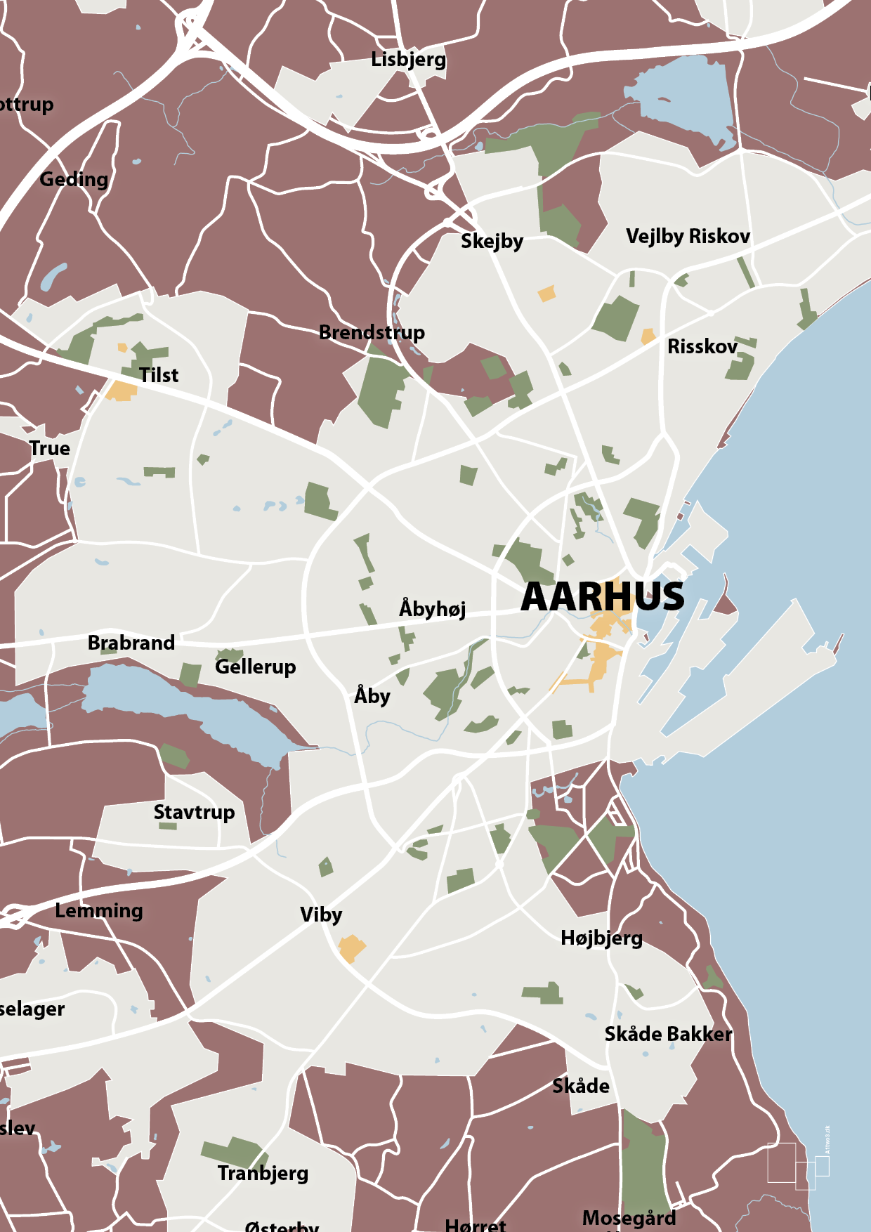 plakat: byplakat aarhus - kort - plum-Byer-A1two3