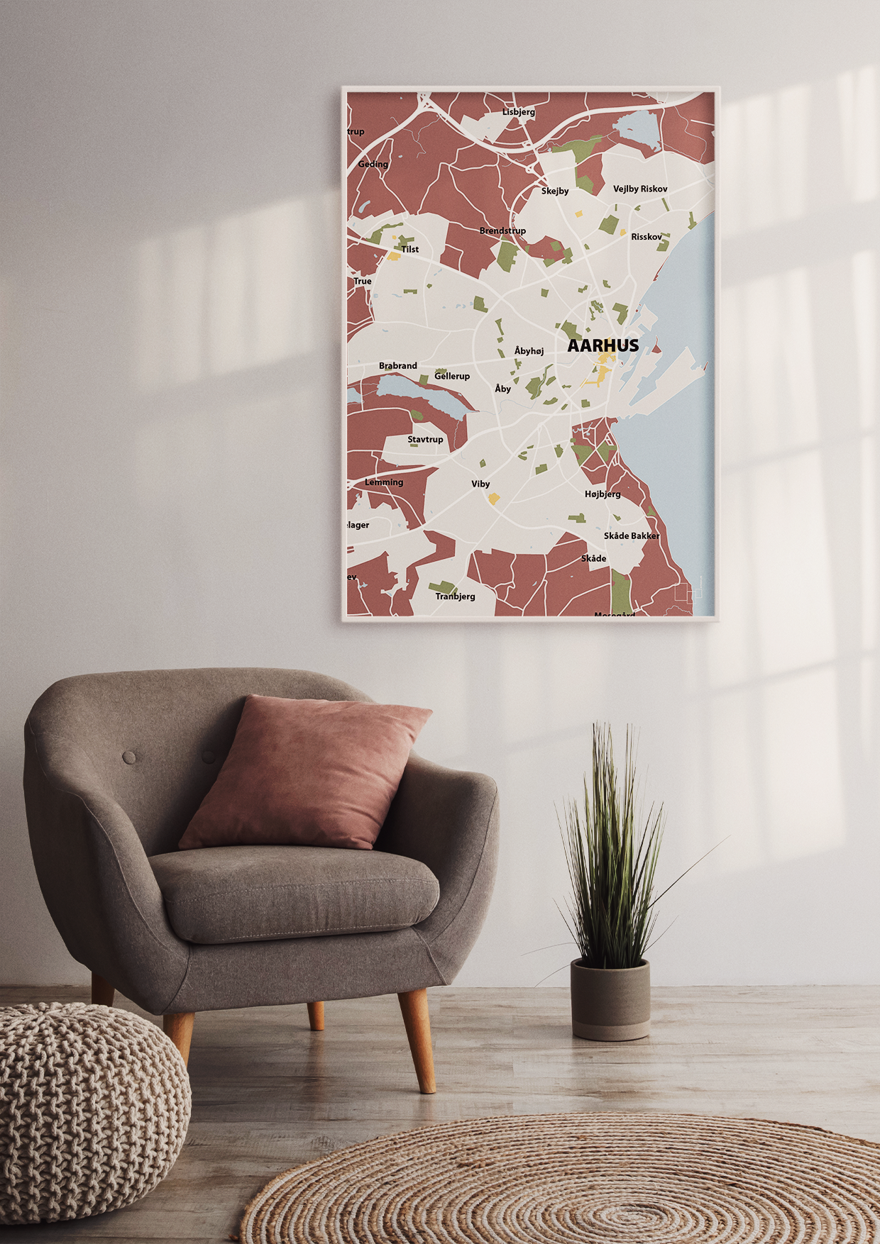 plakat: byplakat aarhus - kort - graphic charcoal-Byer-A1two3