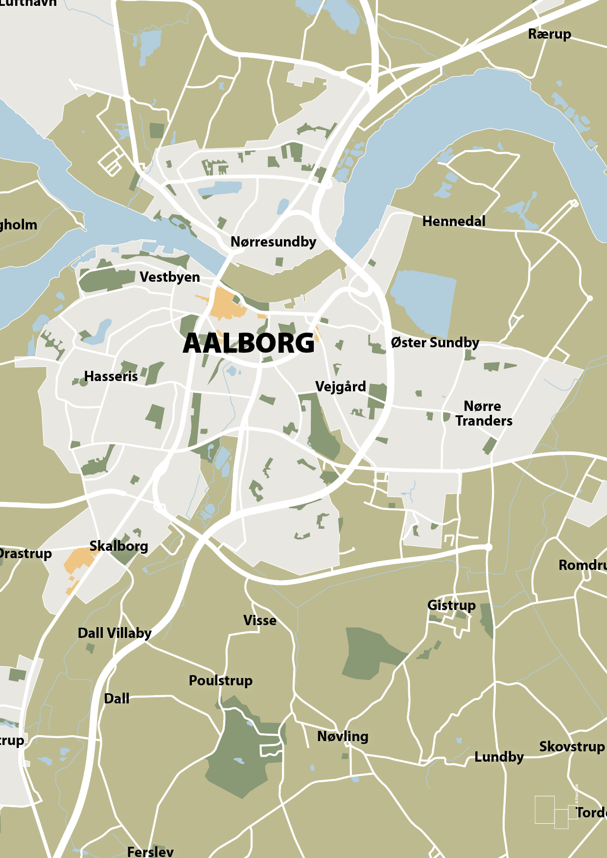 plakat: byplakat aalborg - kort - back to nature-Byer-A1two3