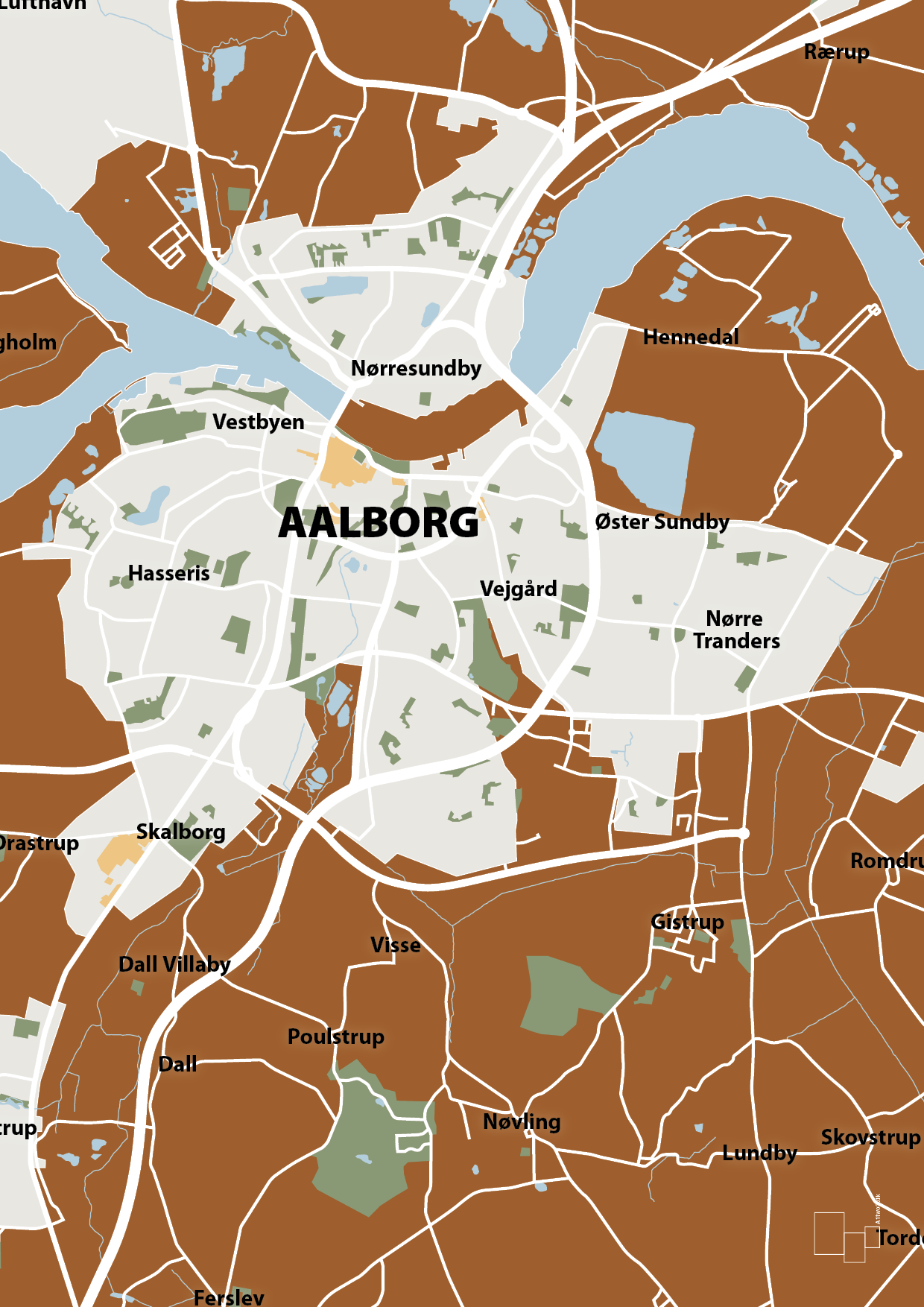 plakat: byplakat aalborg - kort - cognac-Byer-A1two3