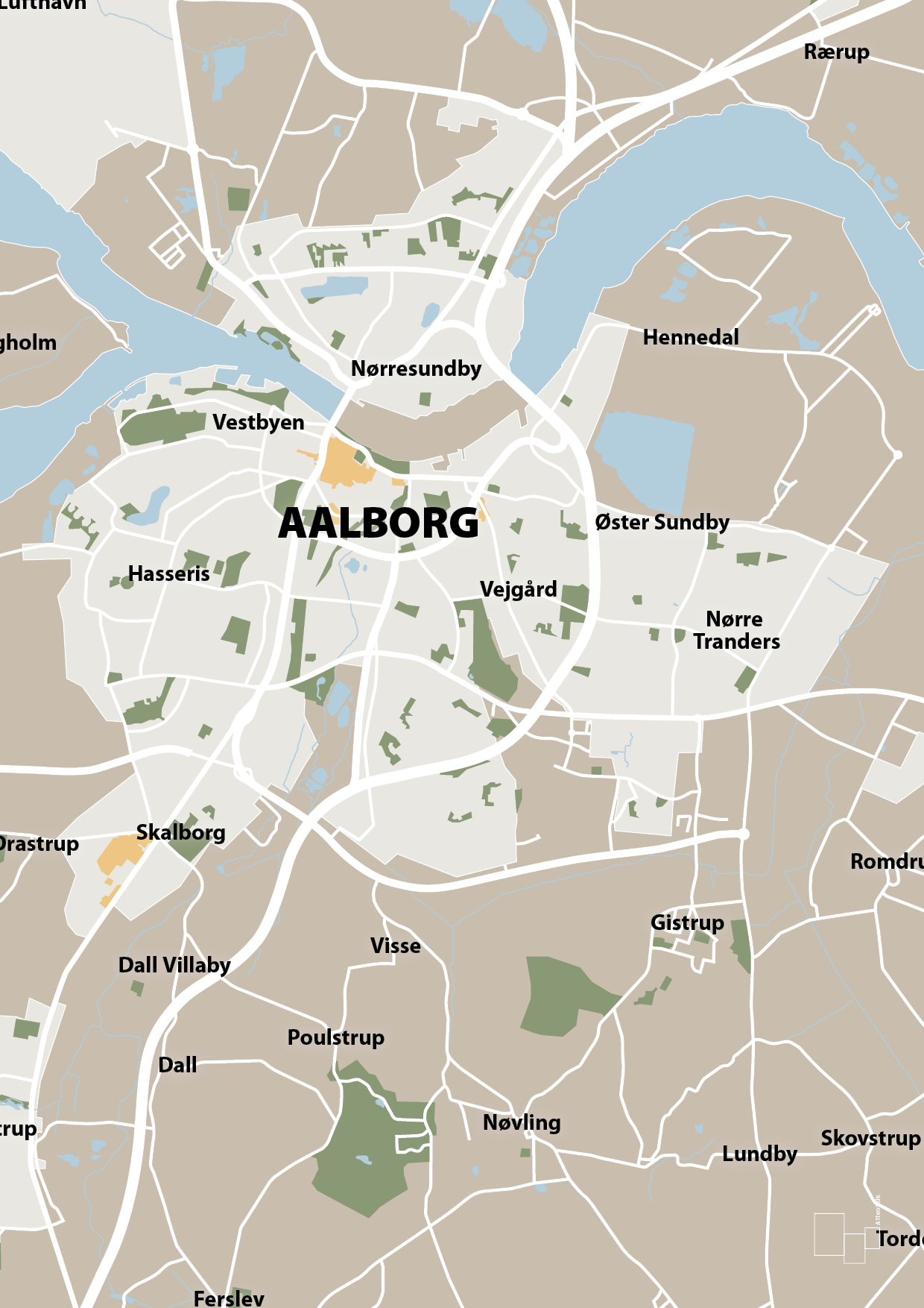 plakat: byplakat aalborg - kort - creamy mushroom-Byer-A1two3