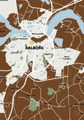 plakat: byplakat aalborg - kort - dark brown-Byer-A1two3
