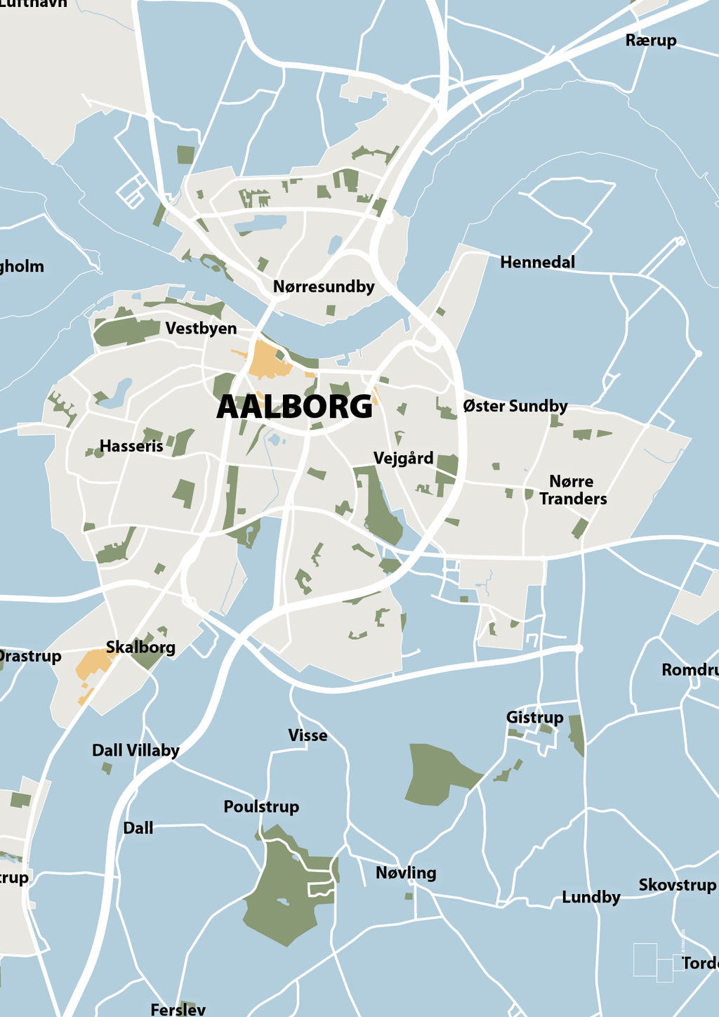 plakat: byplakat aalborg - kort - heavenly blue-Byer-A1two3