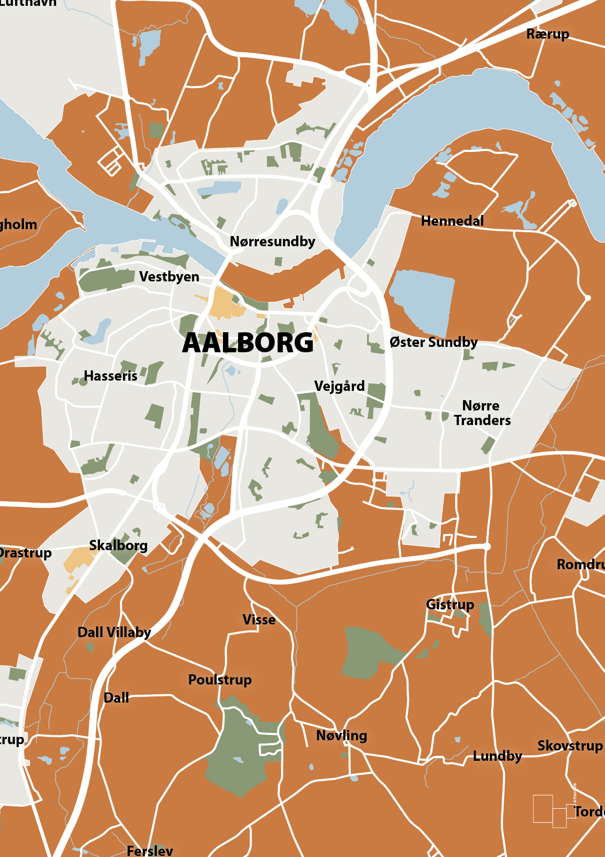 plakat: byplakat aalborg - kort - rumba orange-Byer-A1two3