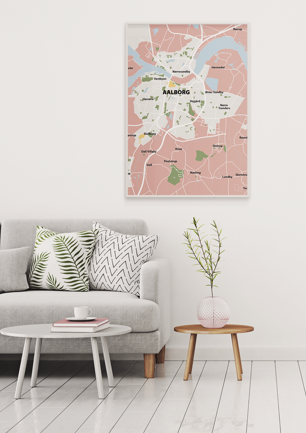 plakat: byplakat aalborg - kort - graphic charcoal-Byer-A1two3