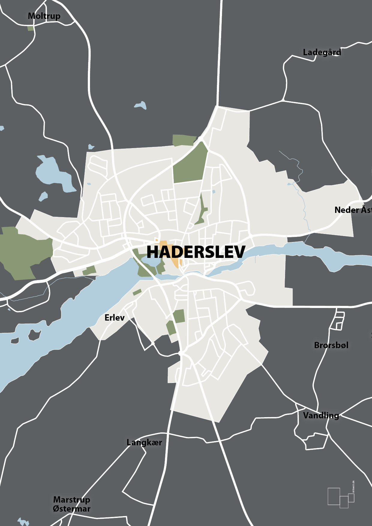 plakat: byplakat haderslev - kort - graphic charcoal-Byer-A1two3