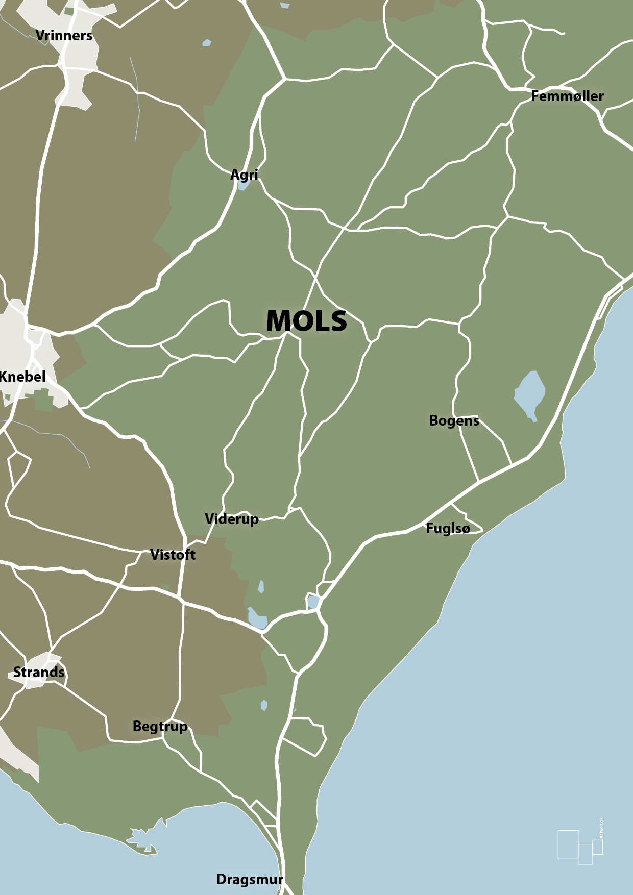 plakat: byplakat mols - kort - misty forrest-Byer-A1two3