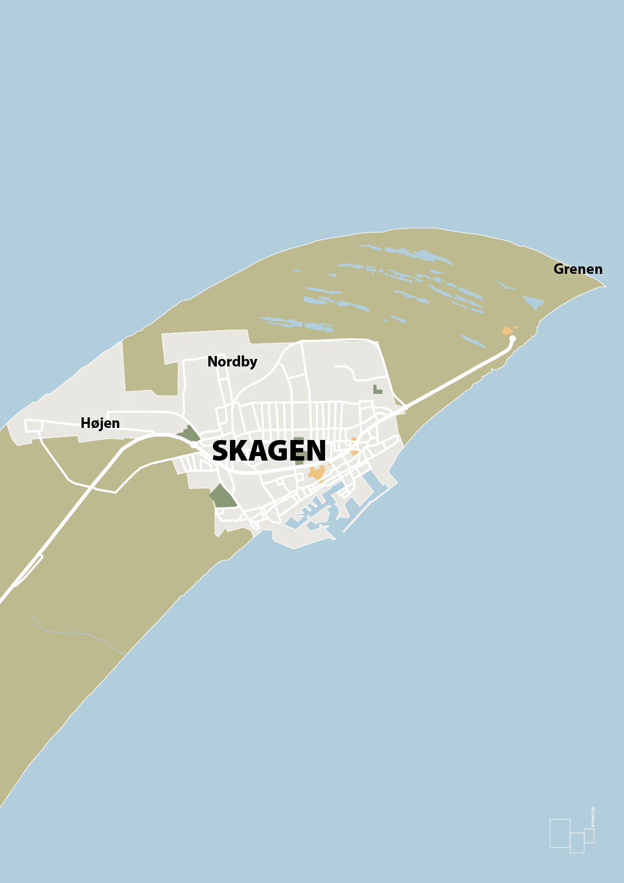 plakat: byplakat skagen - kort - back to nature-Byer-A1two3