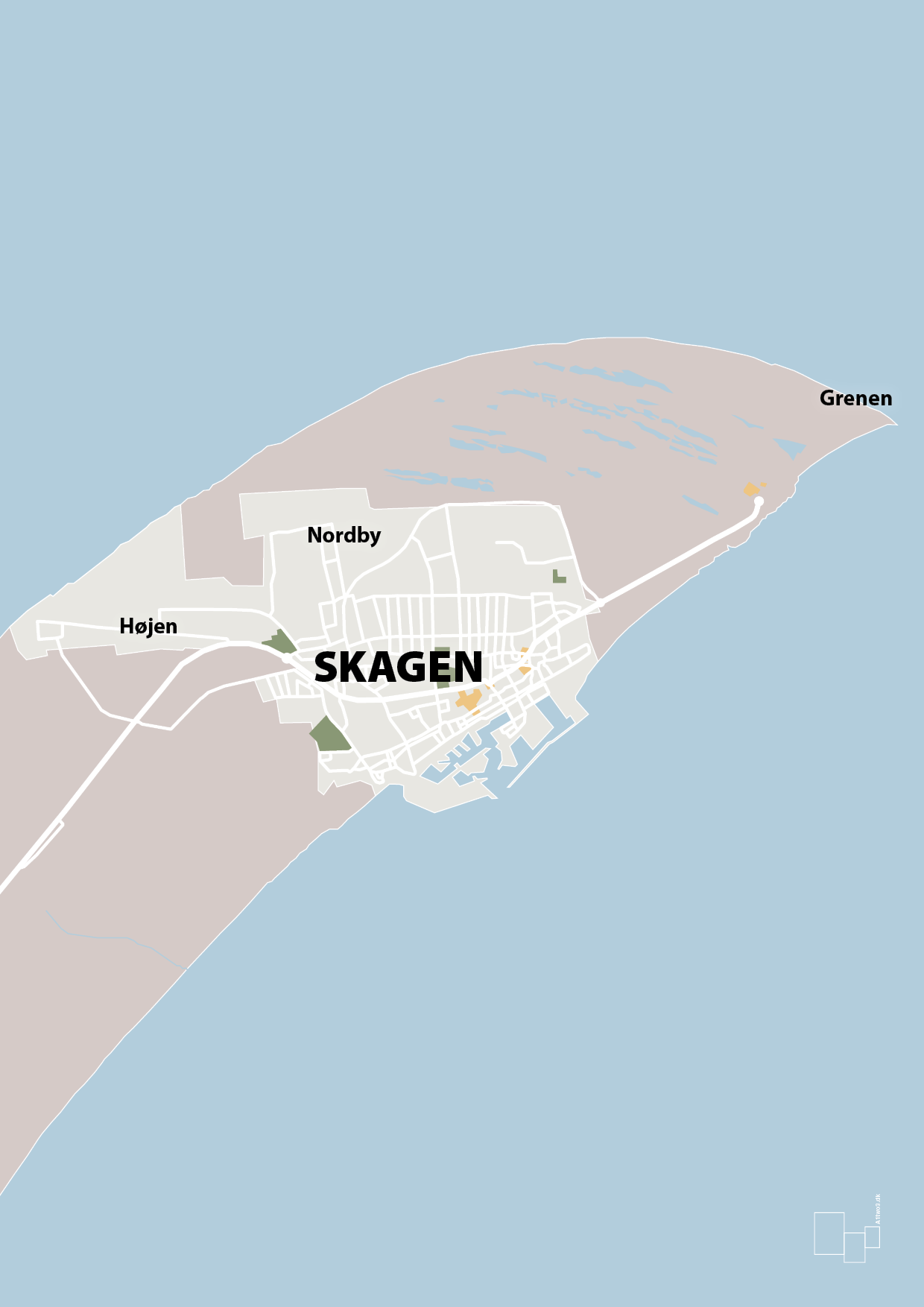 plakat: byplakat skagen - kort - broken beige-Byer-A1two3