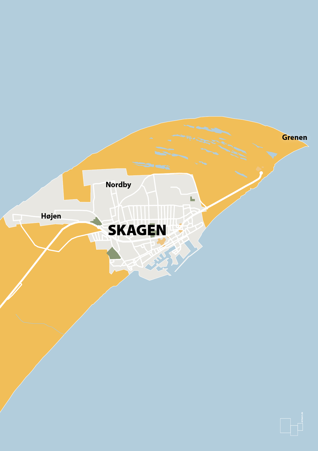 plakat: byplakat skagen - kort - honeycomb-Byer-A1two3