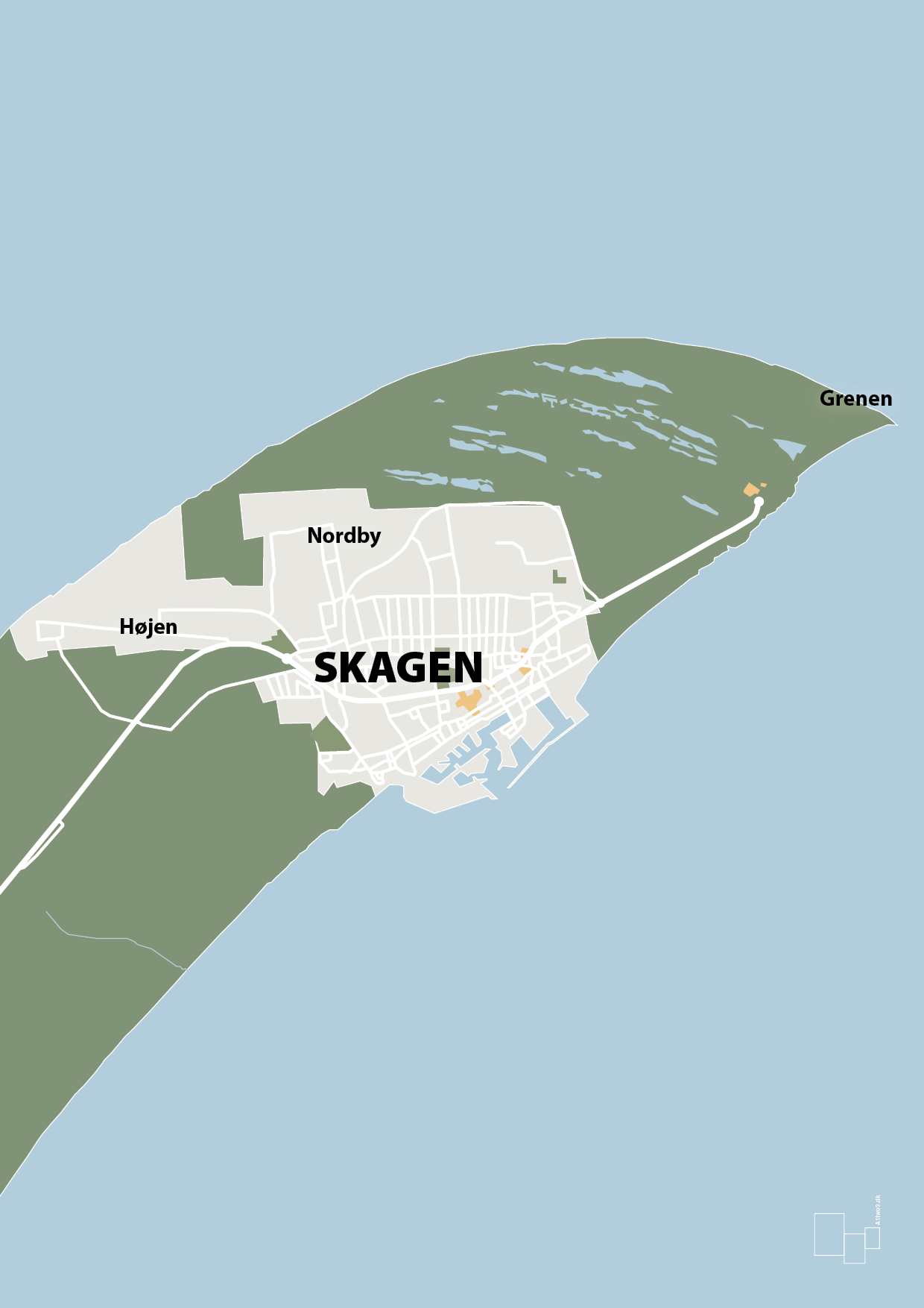 plakat: byplakat skagen - kort - jade-Byer-A1two3