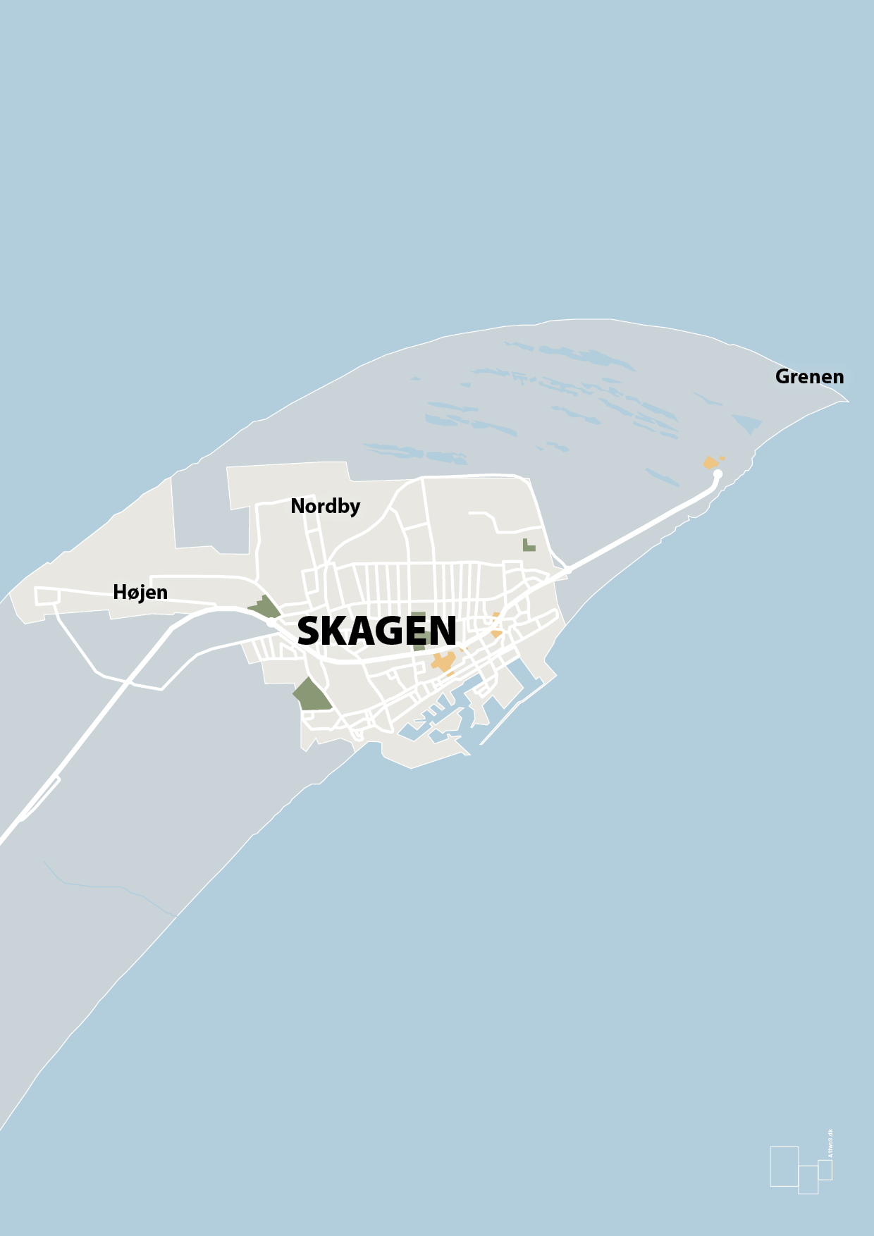 plakat: byplakat skagen - kort - light drizzle-Byer-A1two3
